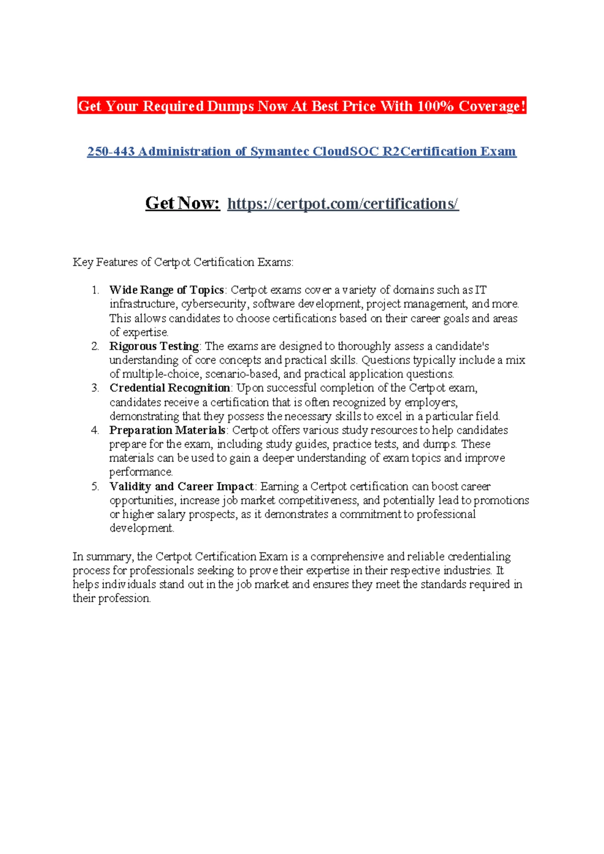 250-555 Admin of Symantec EDR 4.2 Certification Exam Guide - Studocu
