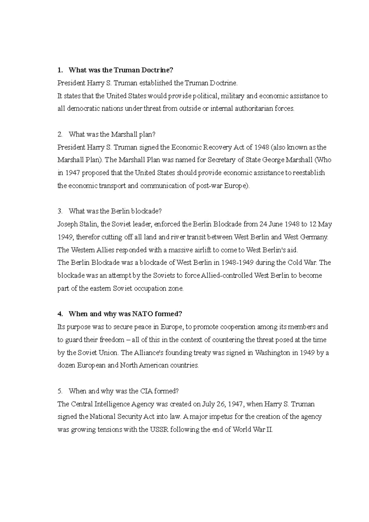 Cold War Overview Q&A: Key Events & Concepts Explained - Studocu