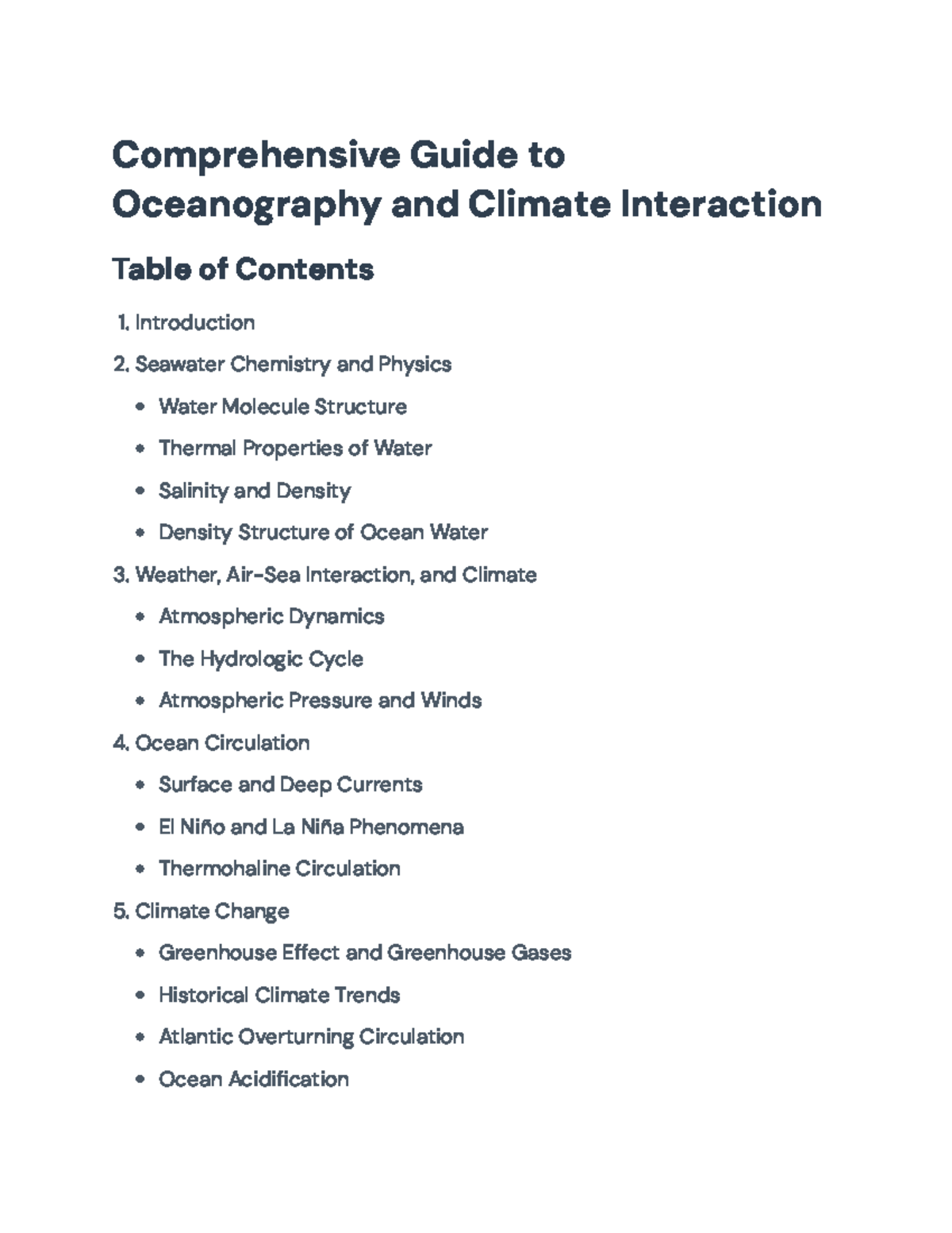 Comprehensive Overview of Oceanography and Climate Interactions ...