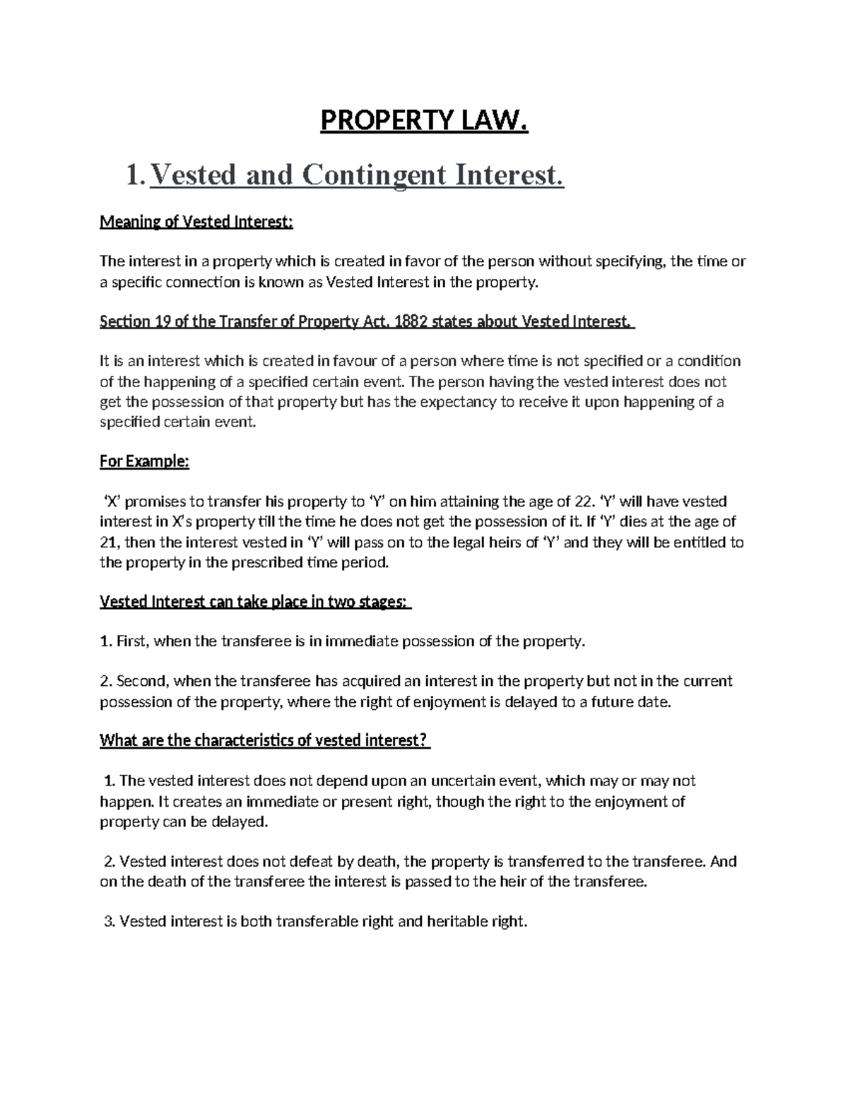 PROPERTY LAW: Vested and Contingent Interests Explained (TPA 1882 ...
