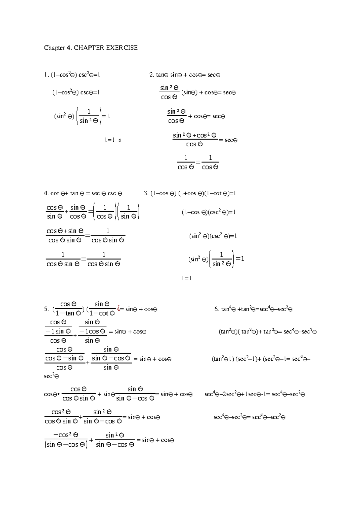 Chapter 4-7: Trigonometric Exercises and Problem Solutions - Studocu