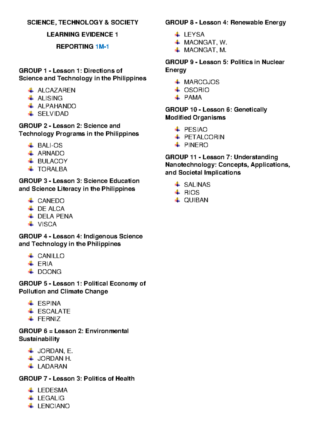 SCI 101: Science, Technology, and Society - Lesson Overview and Reports ...