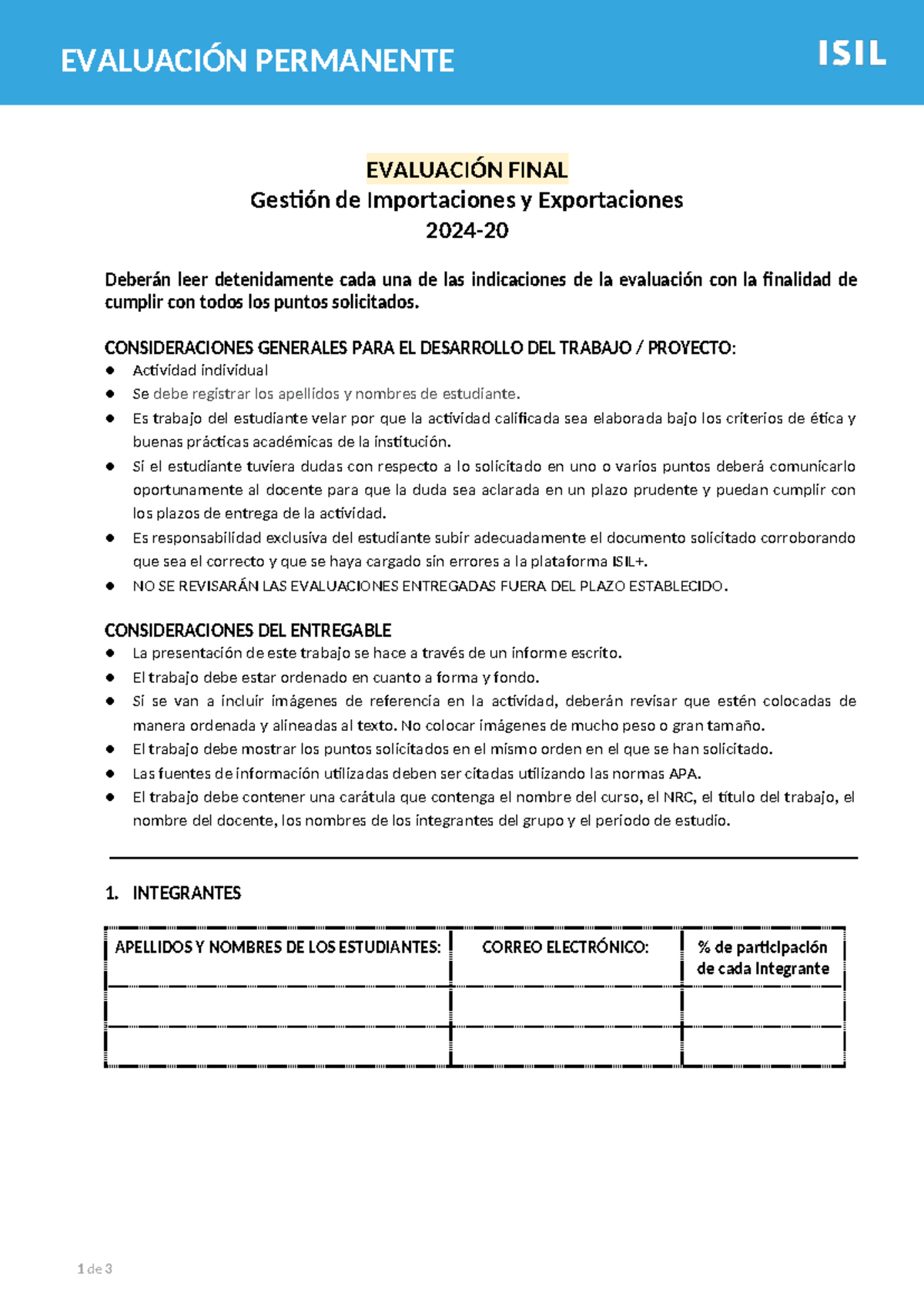Evaluación Final Individual GDIE 3044 - Gestión de Importaciones y ...