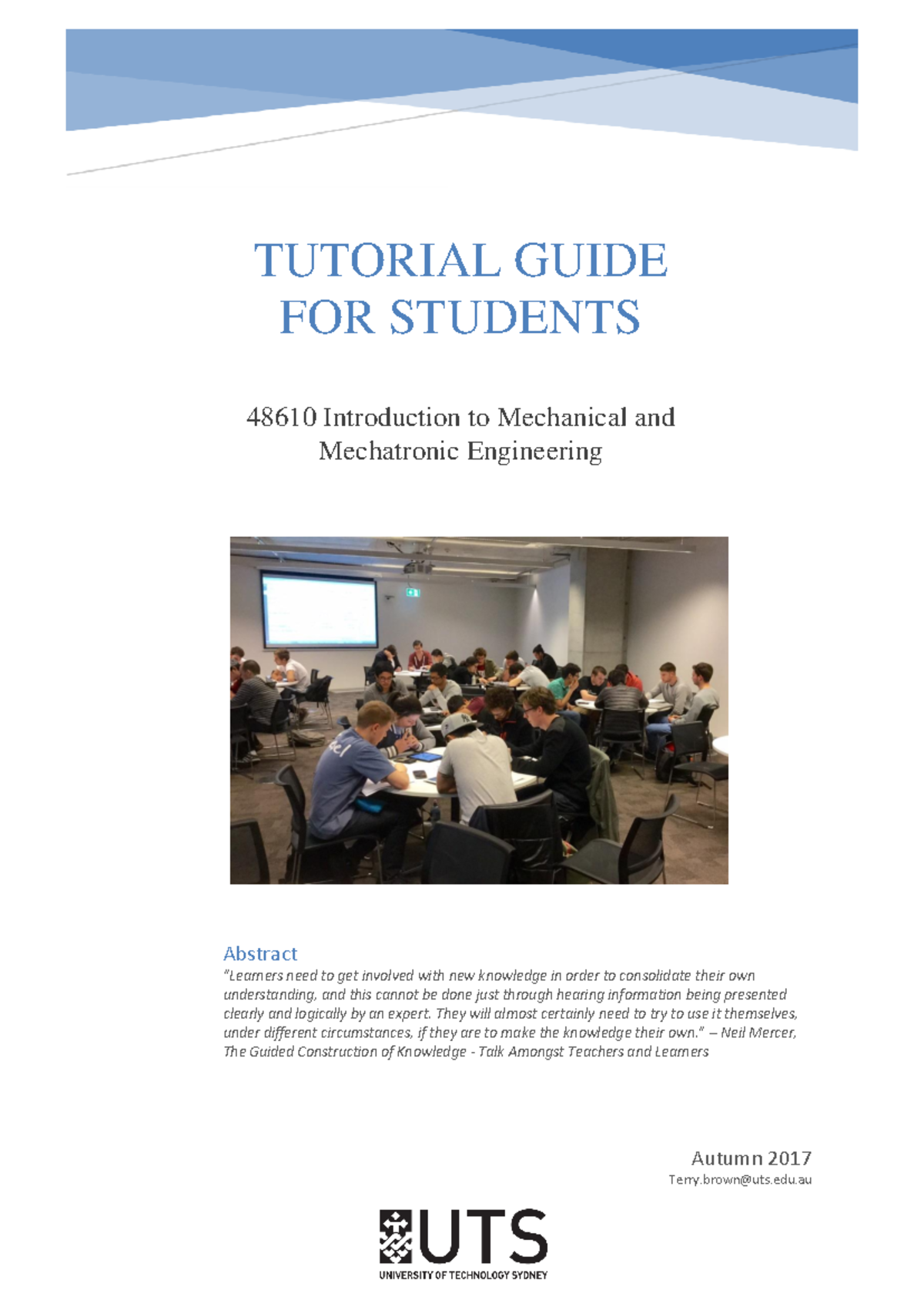 Tut1 Student Guide Aut 2017 v1 - TUTORIAL GUIDE FOR STUDENTS 48610 ...