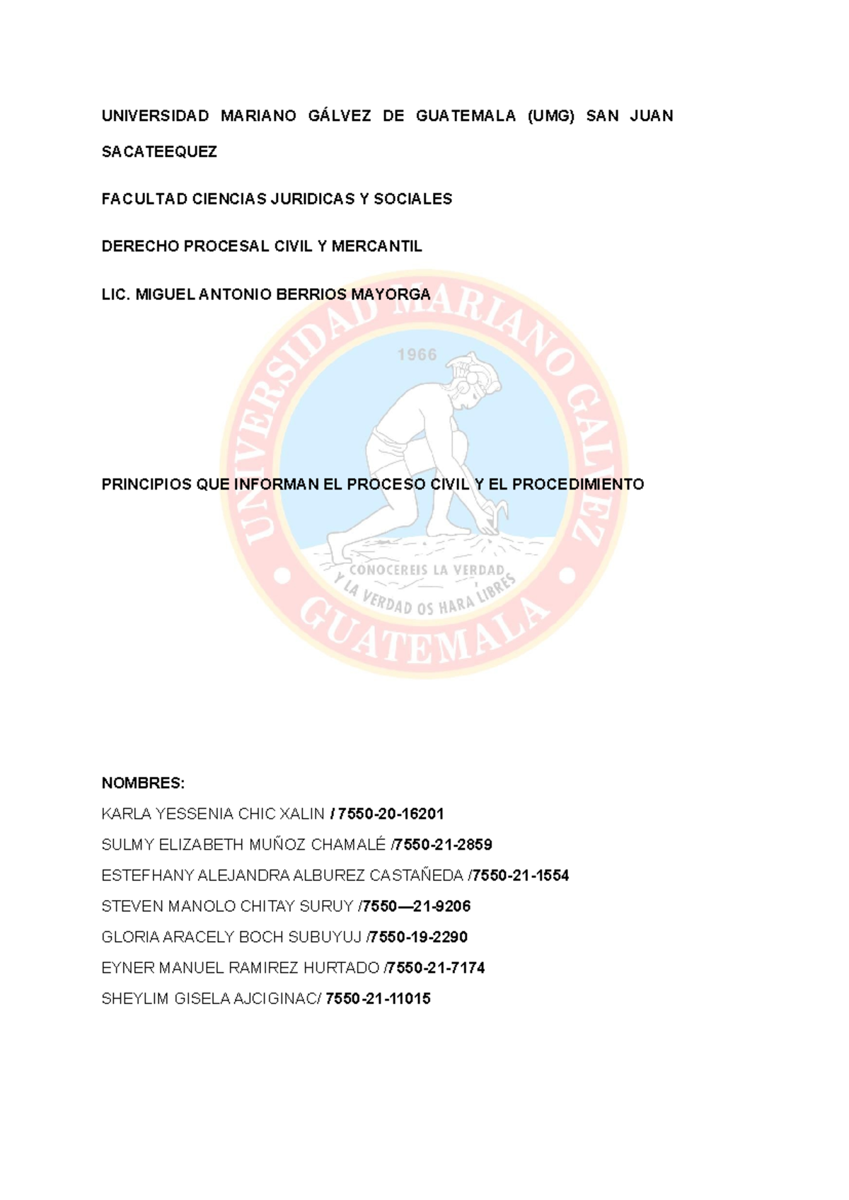 Principios del Proceso Civil y el Interés Público en Derecho Procesal - Document Preview