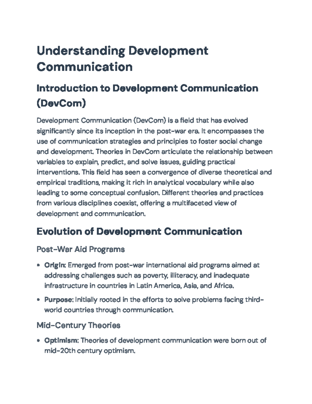 Understanding Evolution and Theories in Development Communication ...