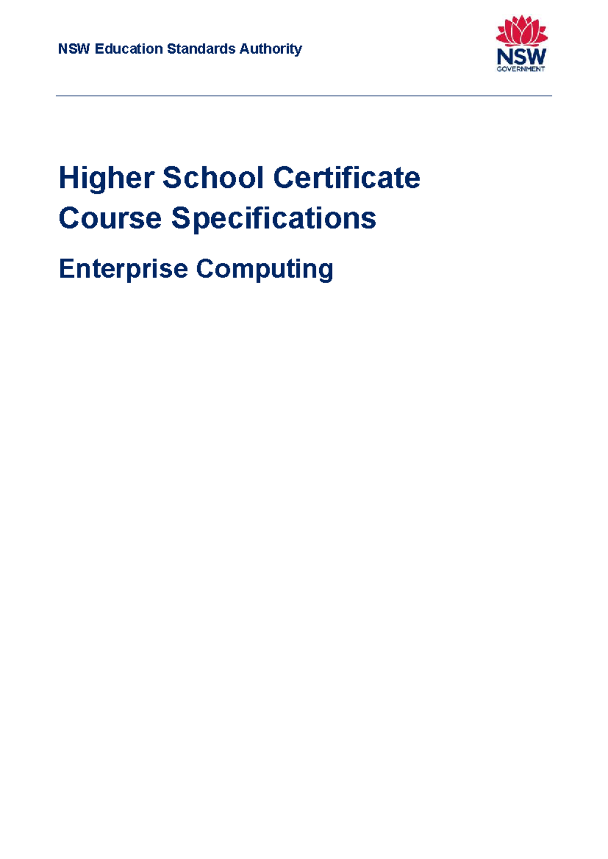 HSC Course Specifications for Enterprise Computing (11 & 12) - Studocu