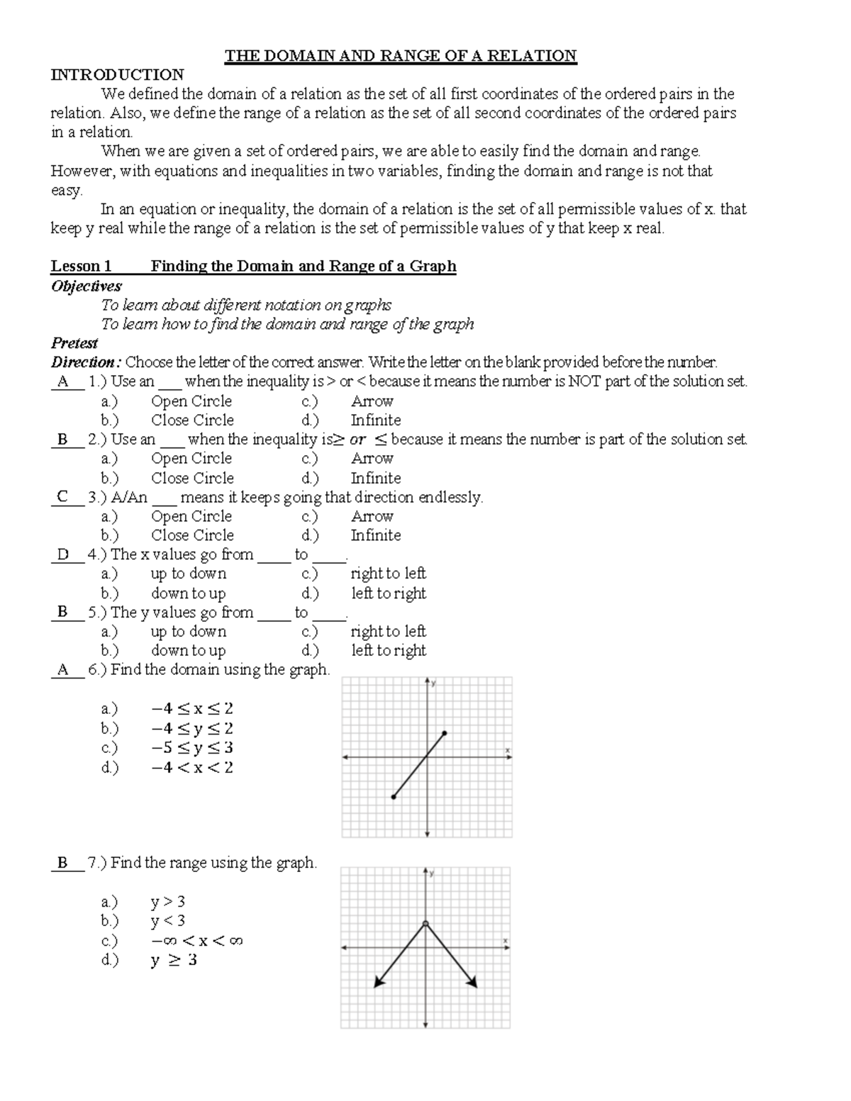 Domain and Range of Relations: Module 2 Calculus Notes - Studocu