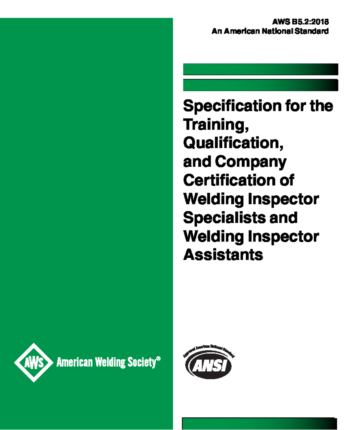 AWS B5.2:2018 Specification for Training & Certification of Welding ...