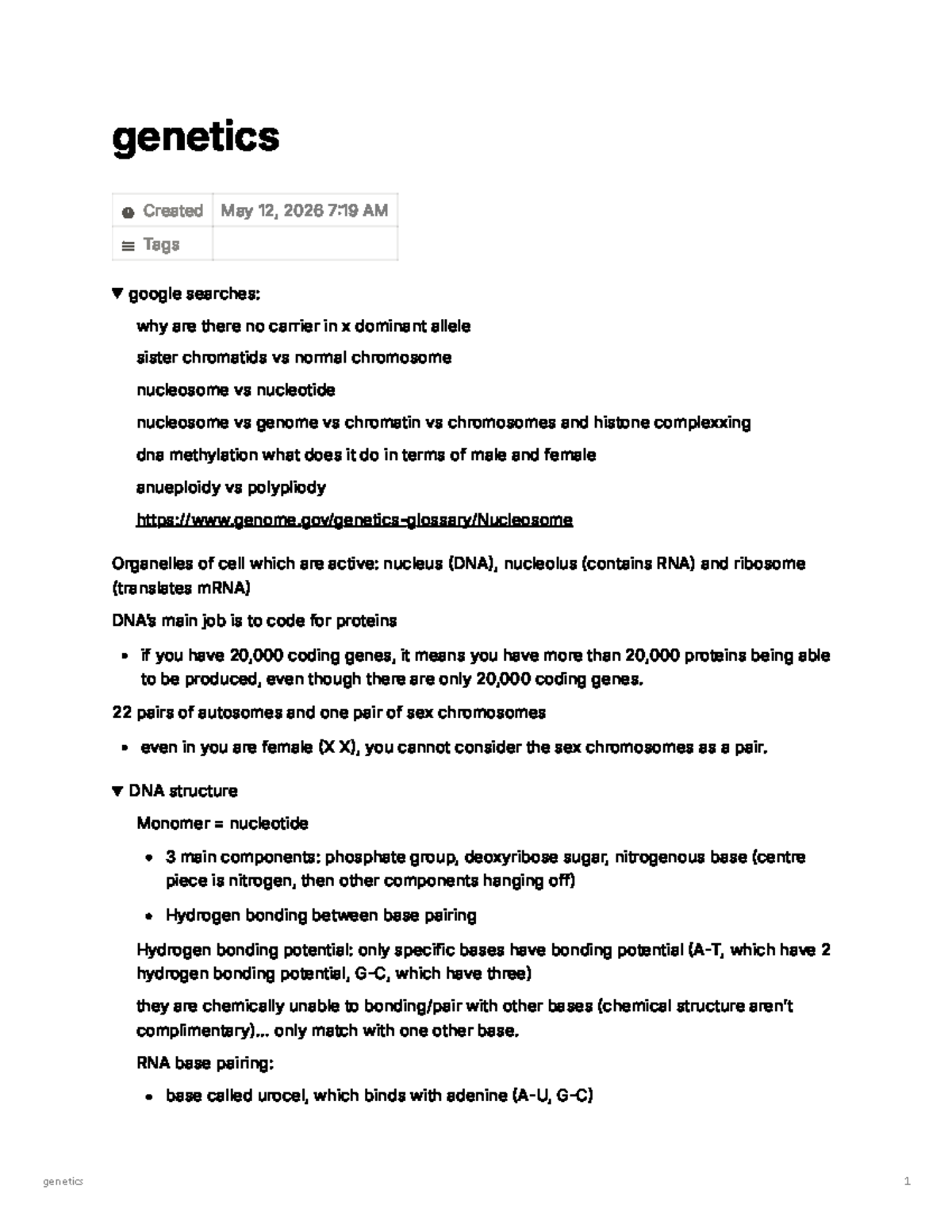 Genetics Study Notes: Key Concepts and Processes - Studocu