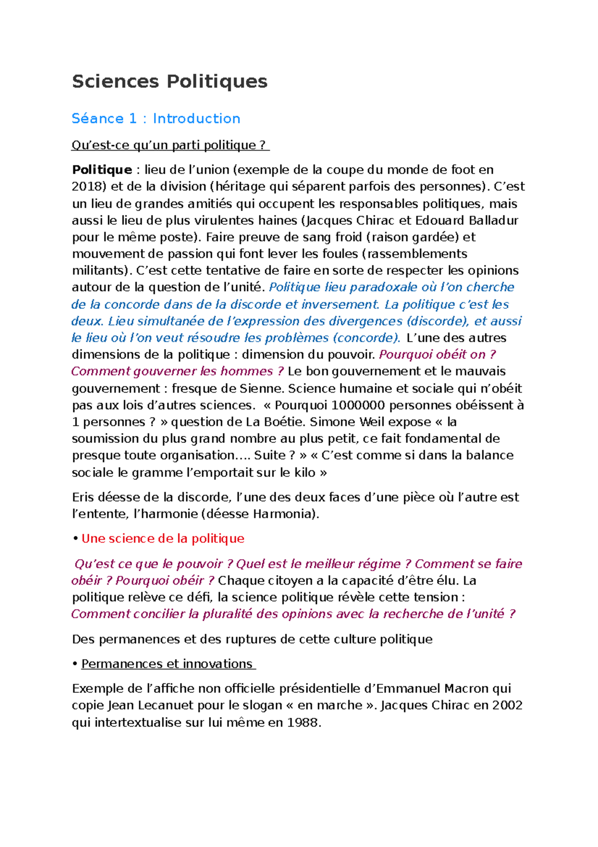 Sciences Politiques - cours magistraux option des études de droit ...