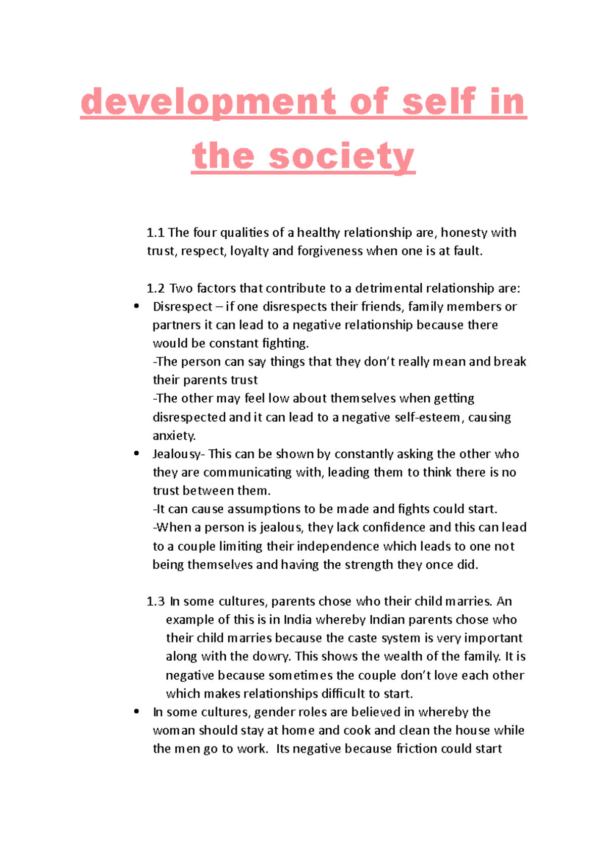 Development of self in the society - development of self in the society ...