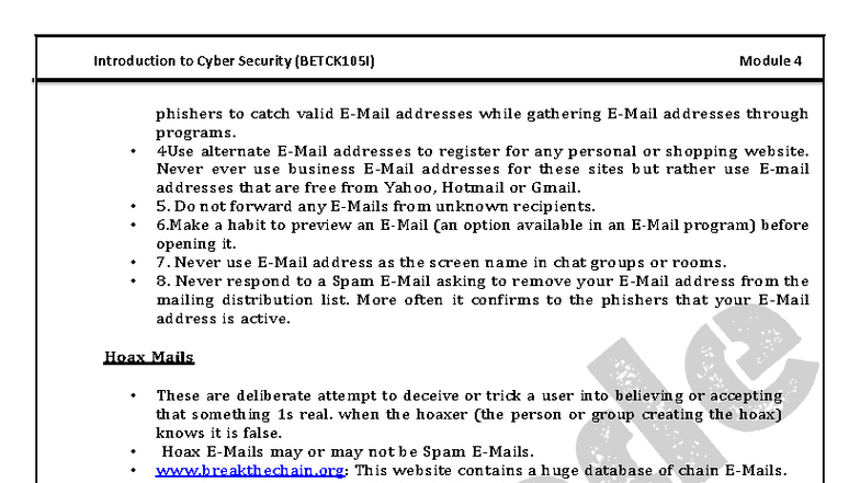 Introduction to Cyber Security (BETCK105I) Module 4: Phishing ...