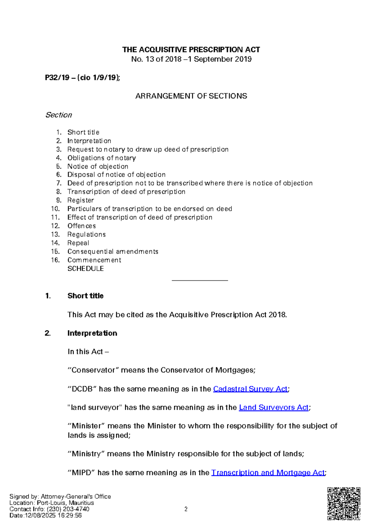 Acquisitive Prescription Act No. 13 of 2018 - Detailed Overview - Studocu