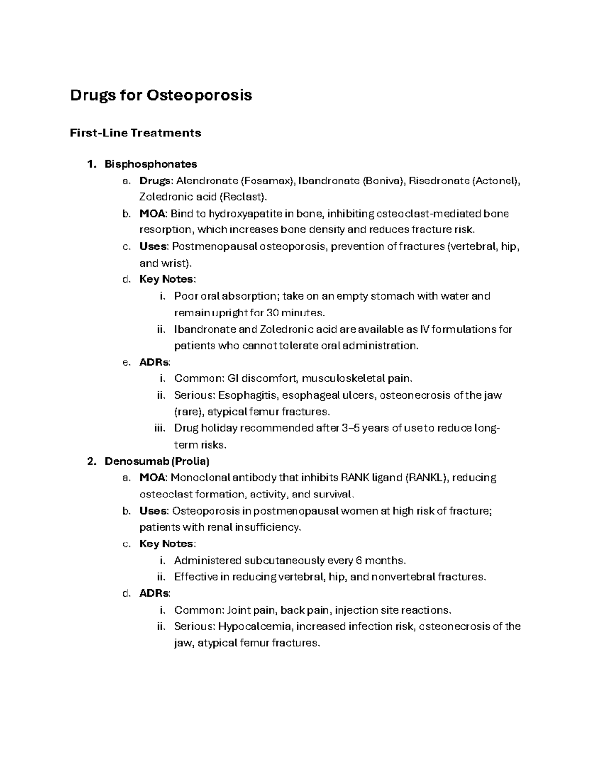 Osteoporosis Drugs - Drugs for Osteoporosis First-Line Treatments ...