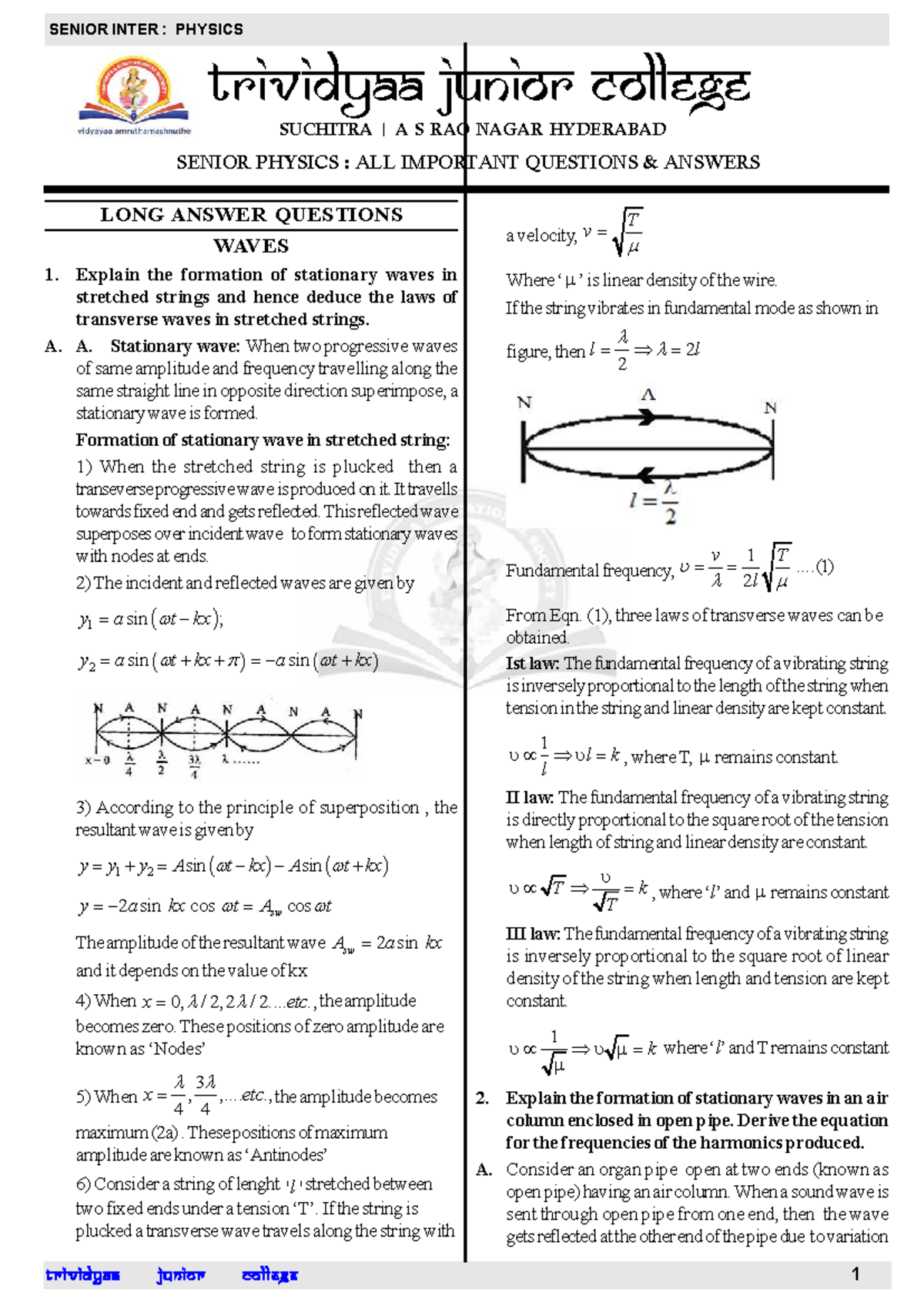 SR Important Questions & Answers for Final Exam - Physics 2025-26 - Studocu