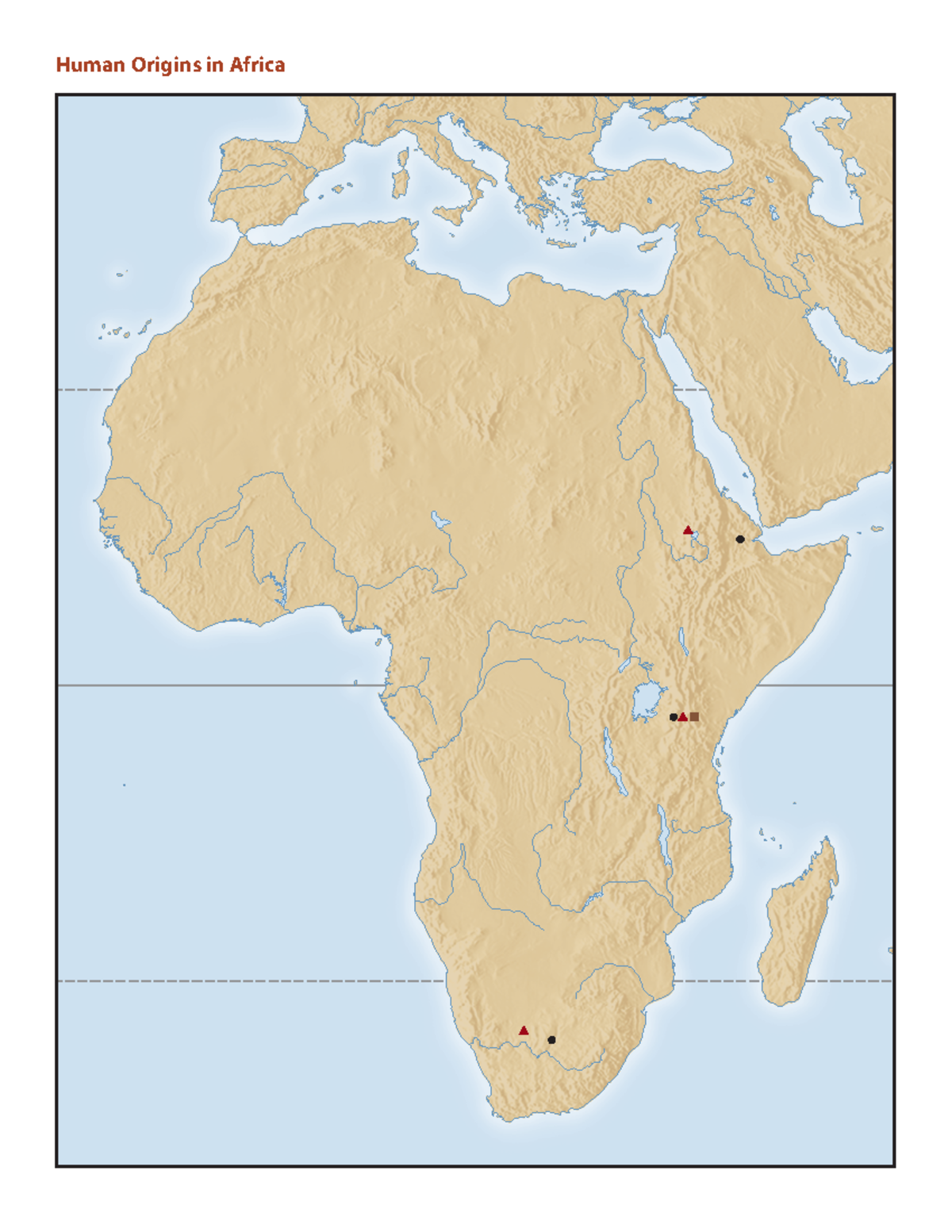 History 101: Worksheet on Human Origins Map in Africa - Studocu