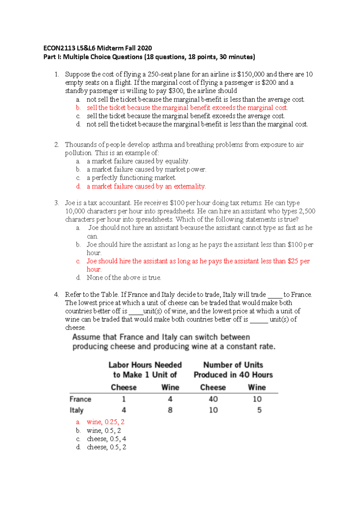 Midterm September Winter 2020, questions and answers - ECON2113 L5&L6 ...