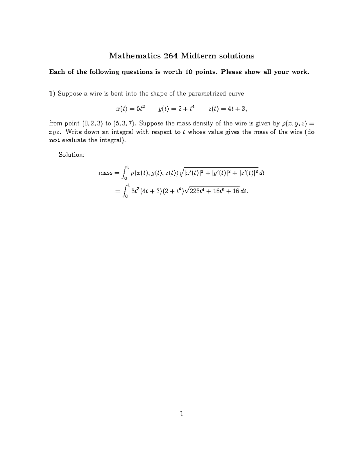 Math 264 Solutions Set 3: Comprehensive Solution Guide - Studocu