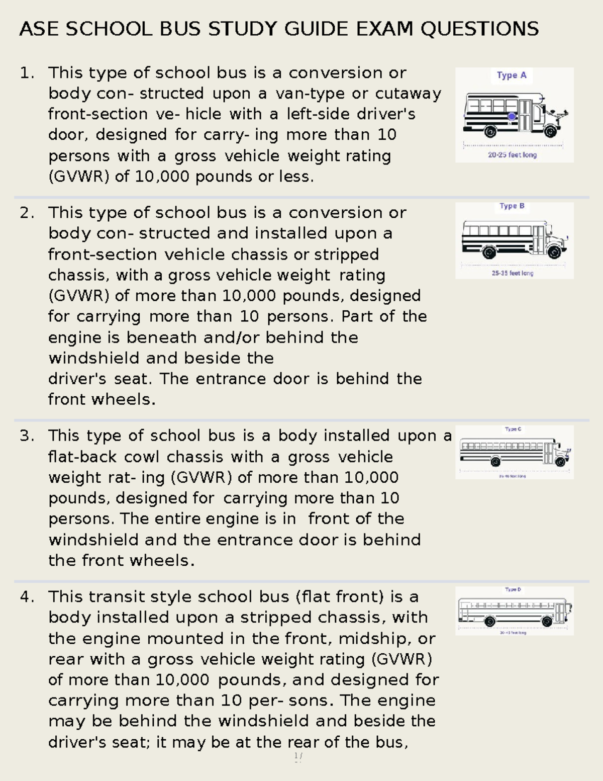ASE SCHOOL BUS STUDY GUIDE: EXAM QUESTIONS &amp; ANSWERS - Studocu