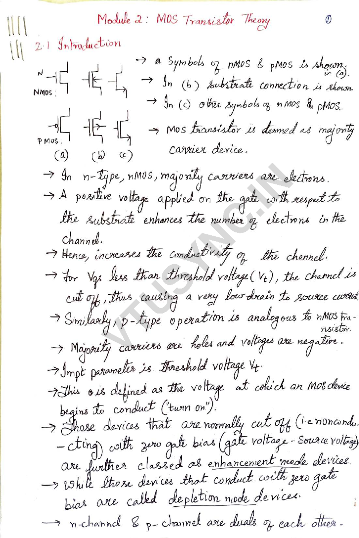 VLSI Module 2 - MOS Transistor Theory and Operation Notes - Studocu