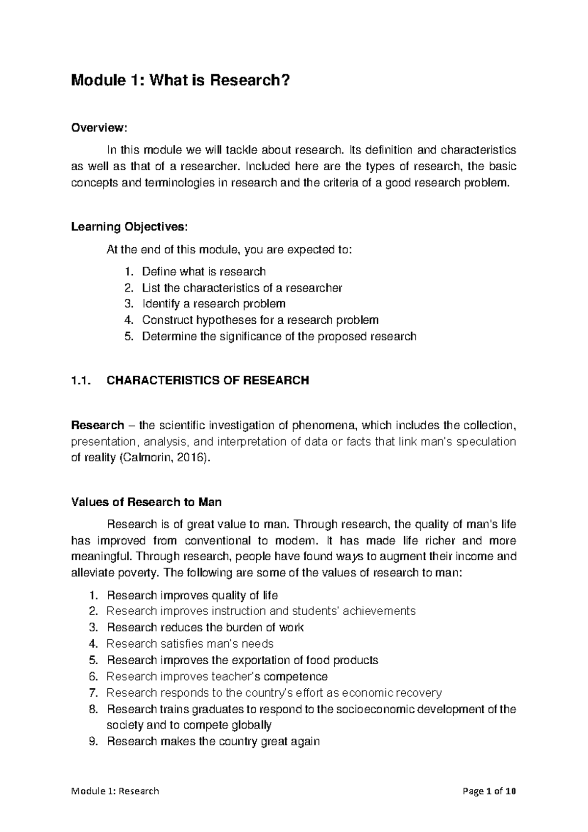 Module 1: Understanding Research Fundamentals and Its Characteristics ...