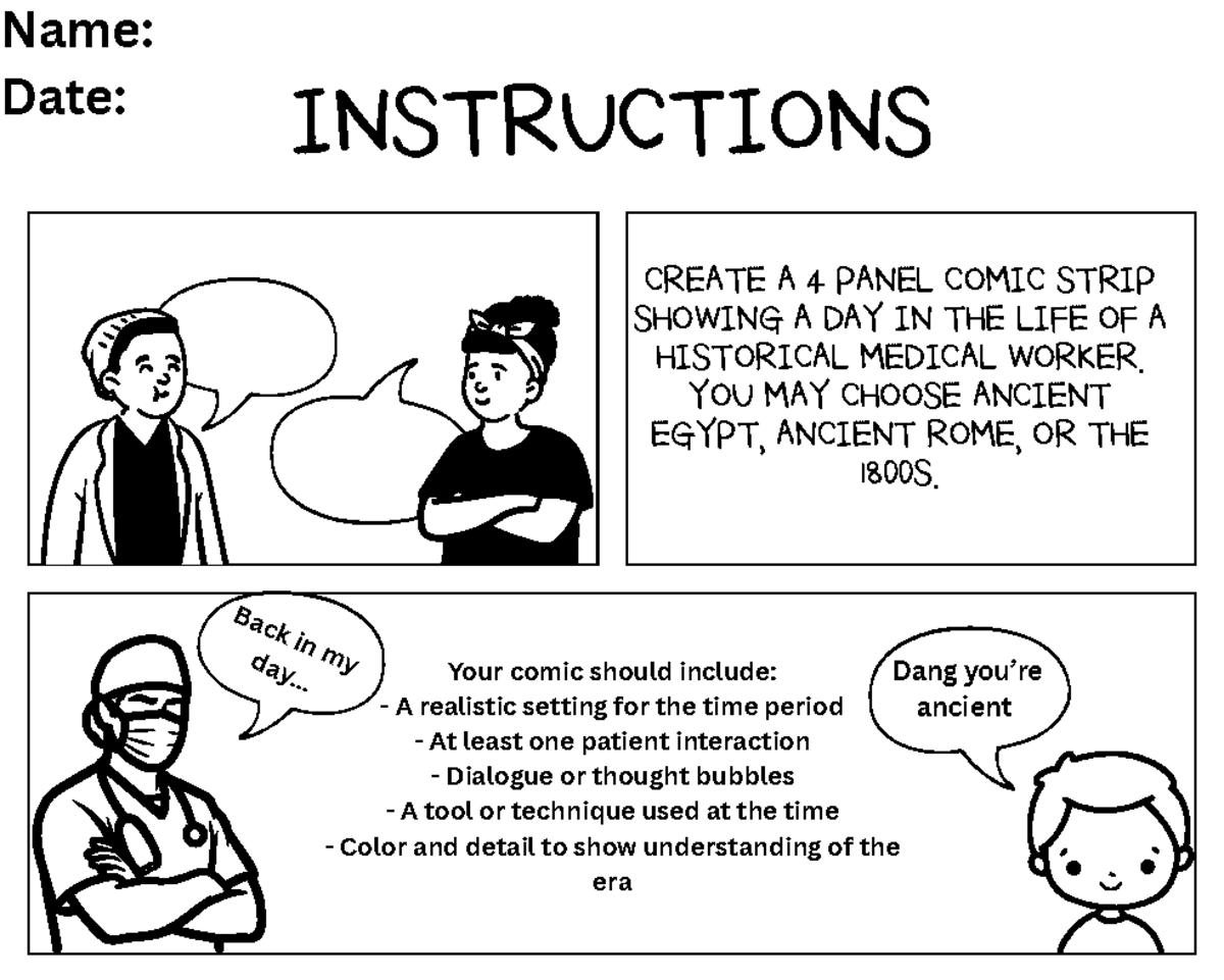 Comic Strip Principles 2 - INSTRUCTIONS CREATE A 4 PANEL COMIC STRIP ...
