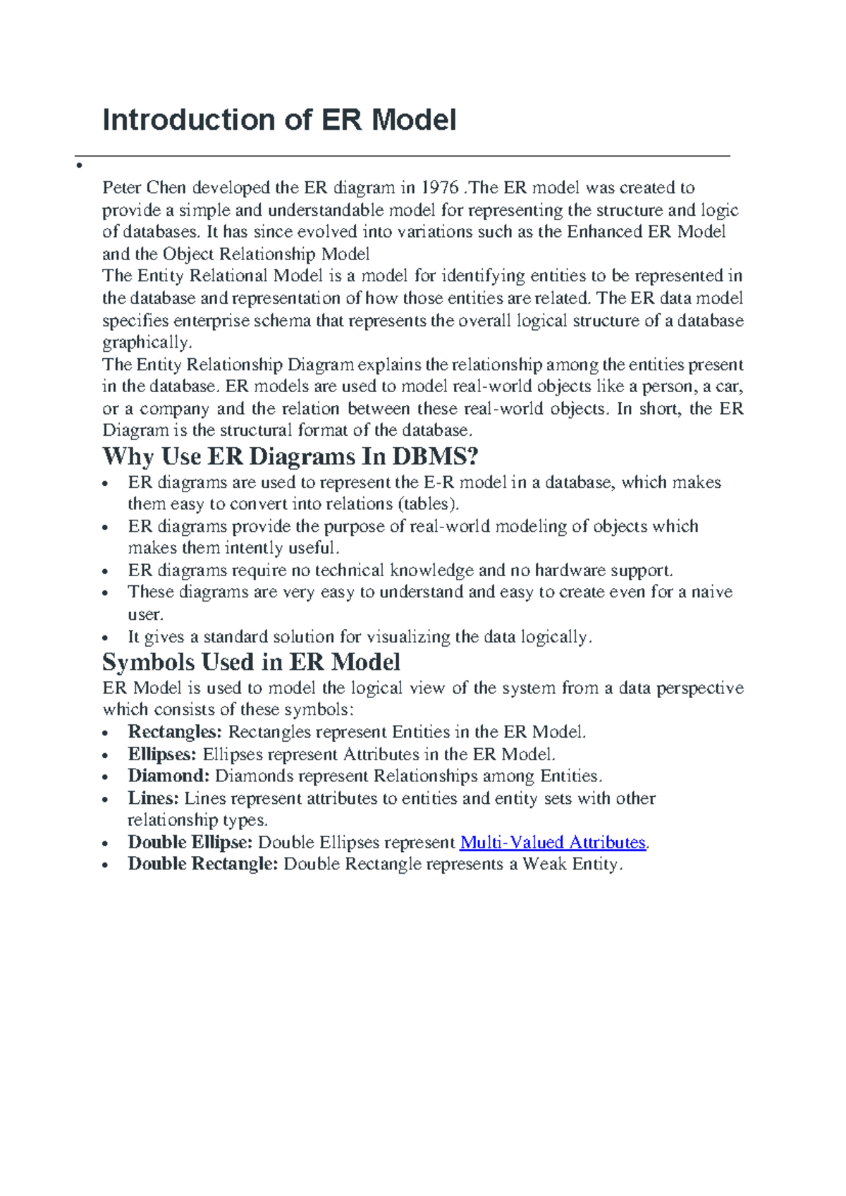 Introduction to ER Model: Concepts, Symbols, and Relationships - Studocu