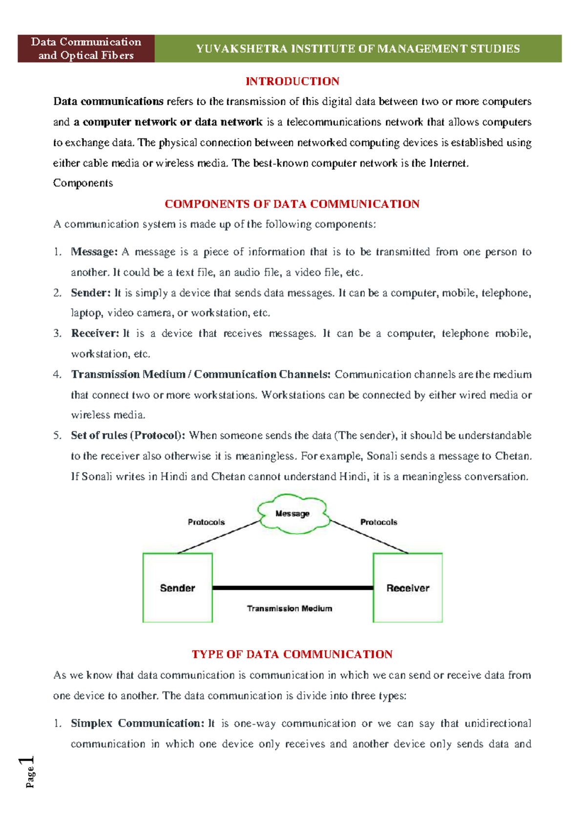 Data Communication & Optical Fibers: Concepts & Components (Course Code ...