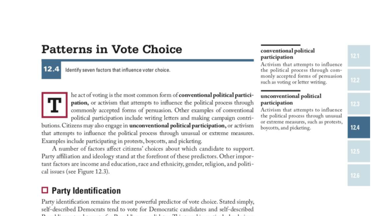 Voter Patterns and Influences on Political Participation (POL 12.1 ...