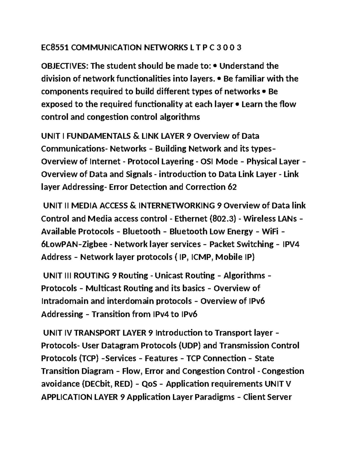 EC8551 Communication Networks: Layered Architecture & Protocols - Studocu