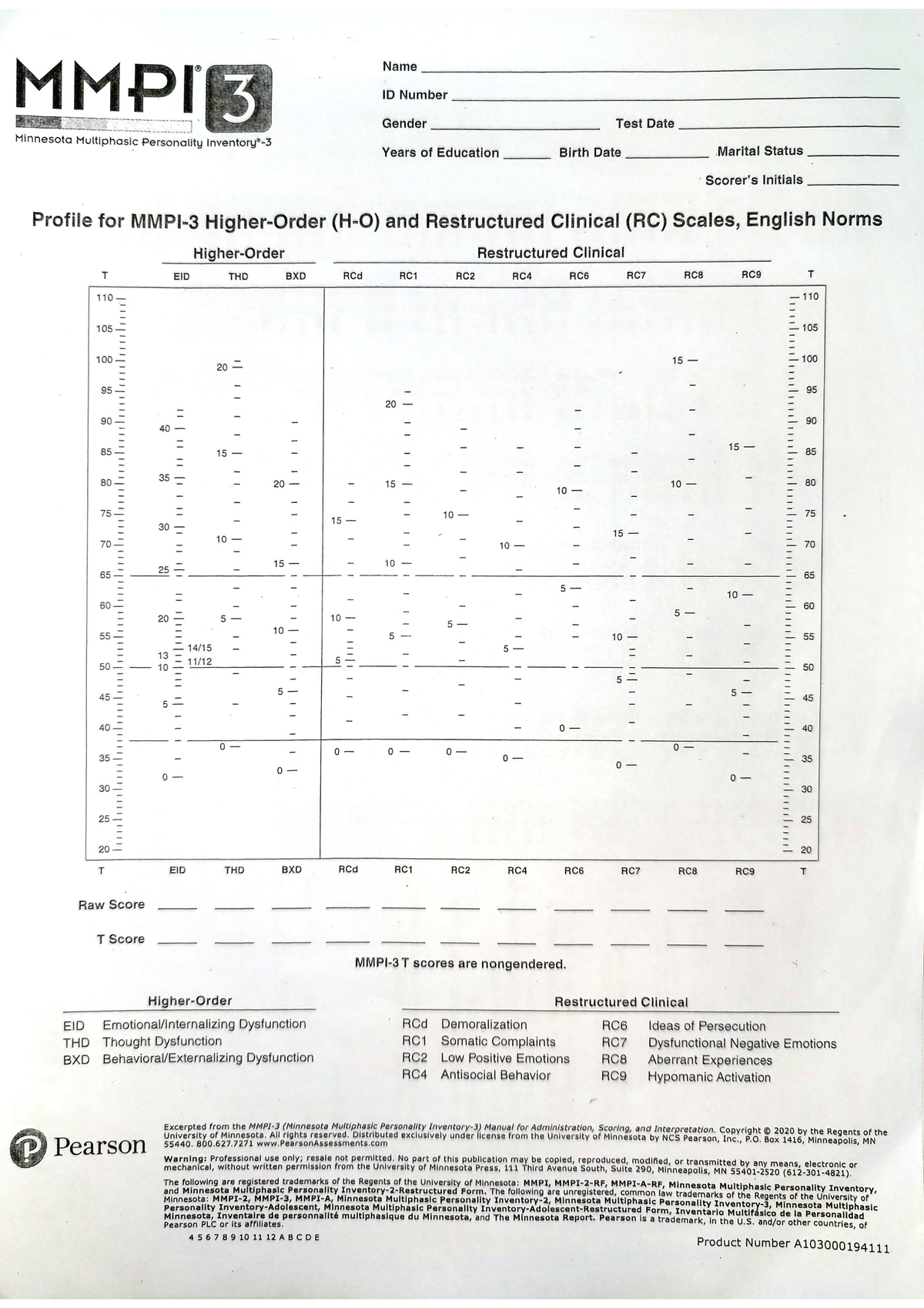 MMPI 3 - Restructured Clinical (RC) Scales Overview and Scores - Studocu