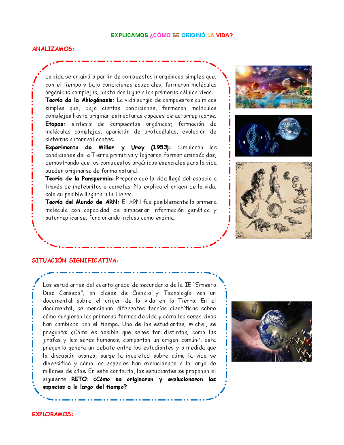 ORIGEN Y EVOLUCIÓN DE LA VIDA EN LA TIERRA - SESIÓN 25 - Studocu