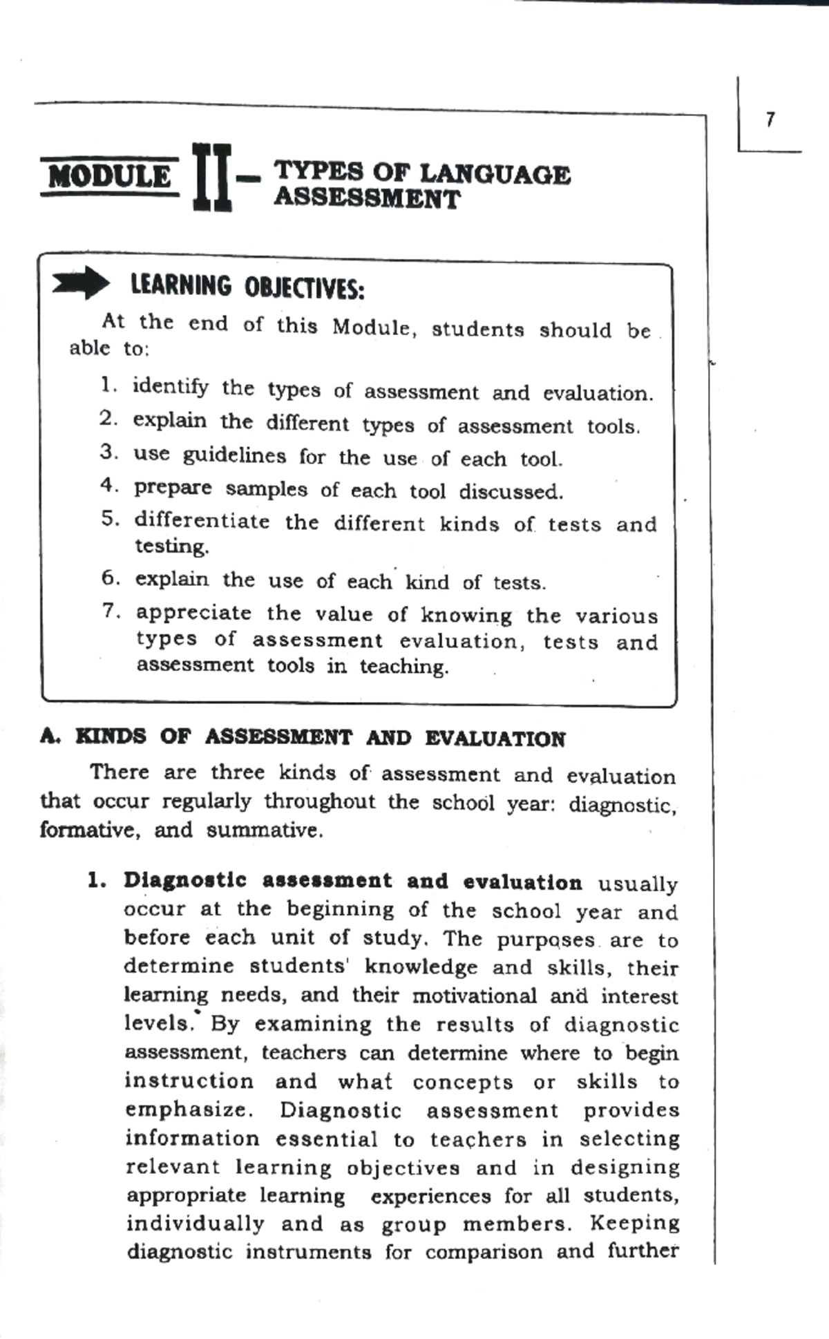 Module 2 EL106 - Comprehensive Guide to Language Assessment Types - Studocu