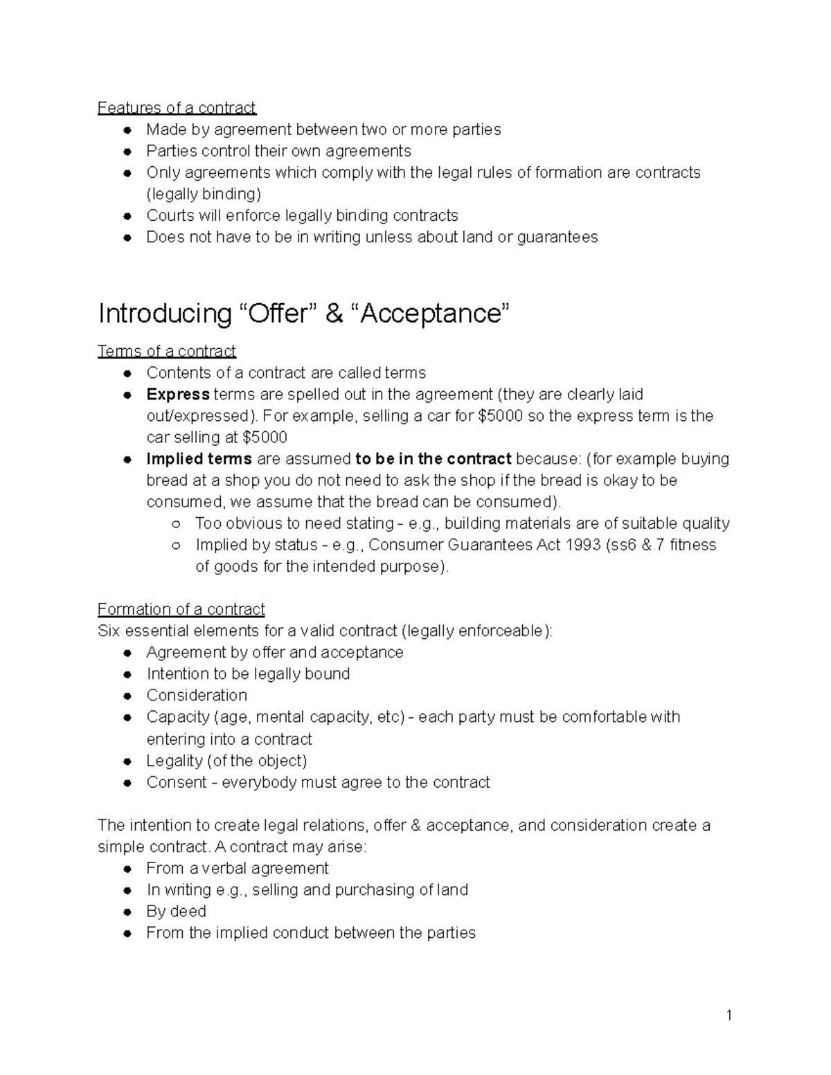 Week 2 - 4 Overview of Contract Law Concepts and Principles - Studocu