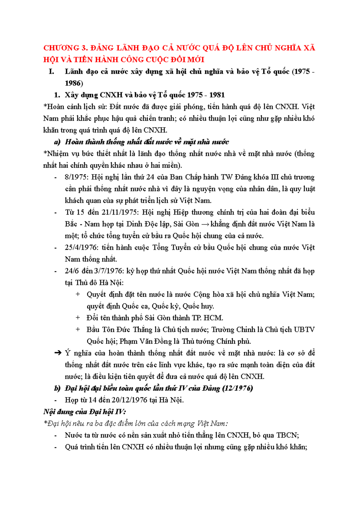 Tóm tắt Lịch sử Đảng - LSĐ Chương 3: Đảng lãnh đạo Đổi mới đất nước - Document Preview