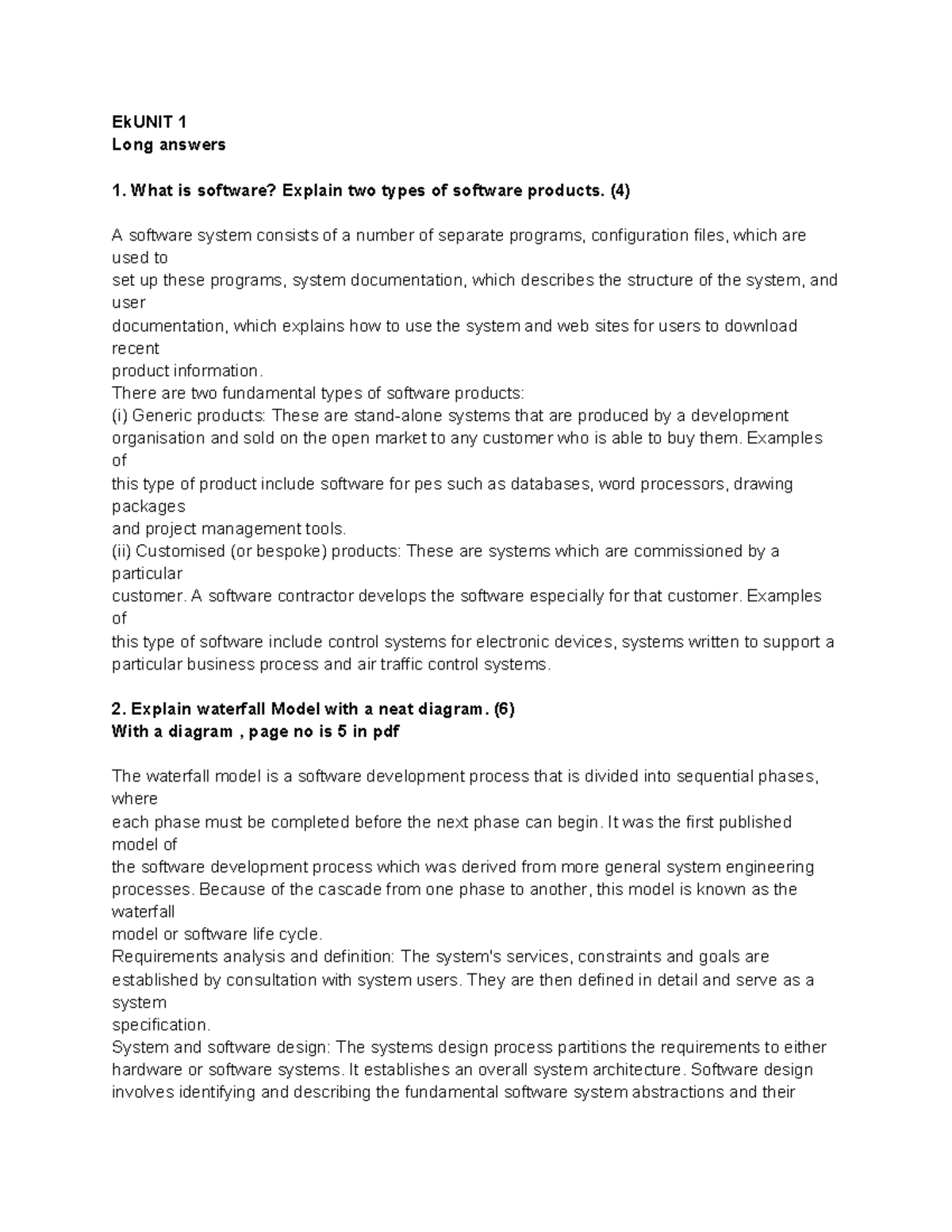 SE UNIT 1 - Long Answer Practice Material and Key Concepts - Studocu