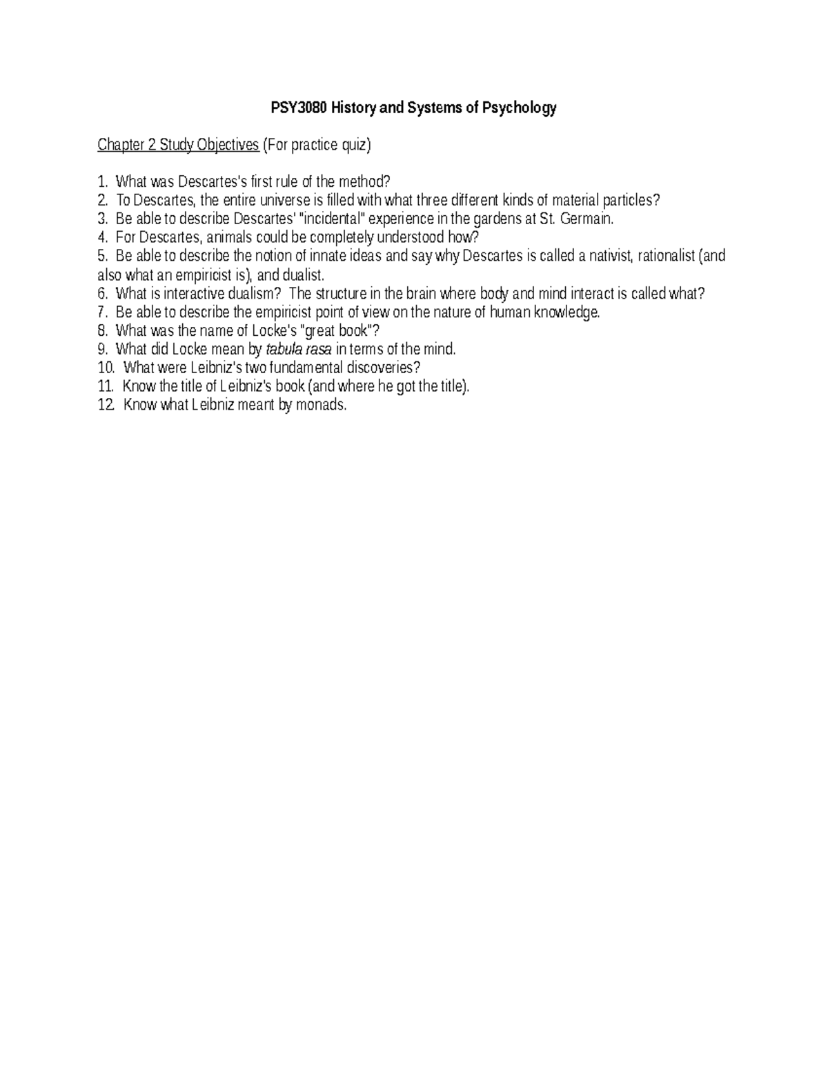 PSY3080 Chapter 2 Study Objectives for Practice Quiz - Studocu