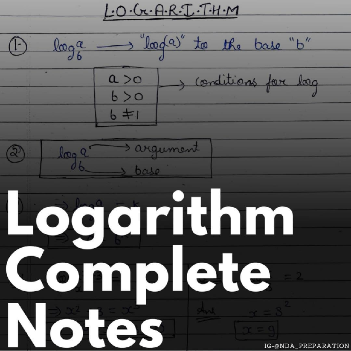 Logarithm Notes - IG-@NDA_PREPARATION I. • t I; 1-i I I ®!!· I/. -. I ...