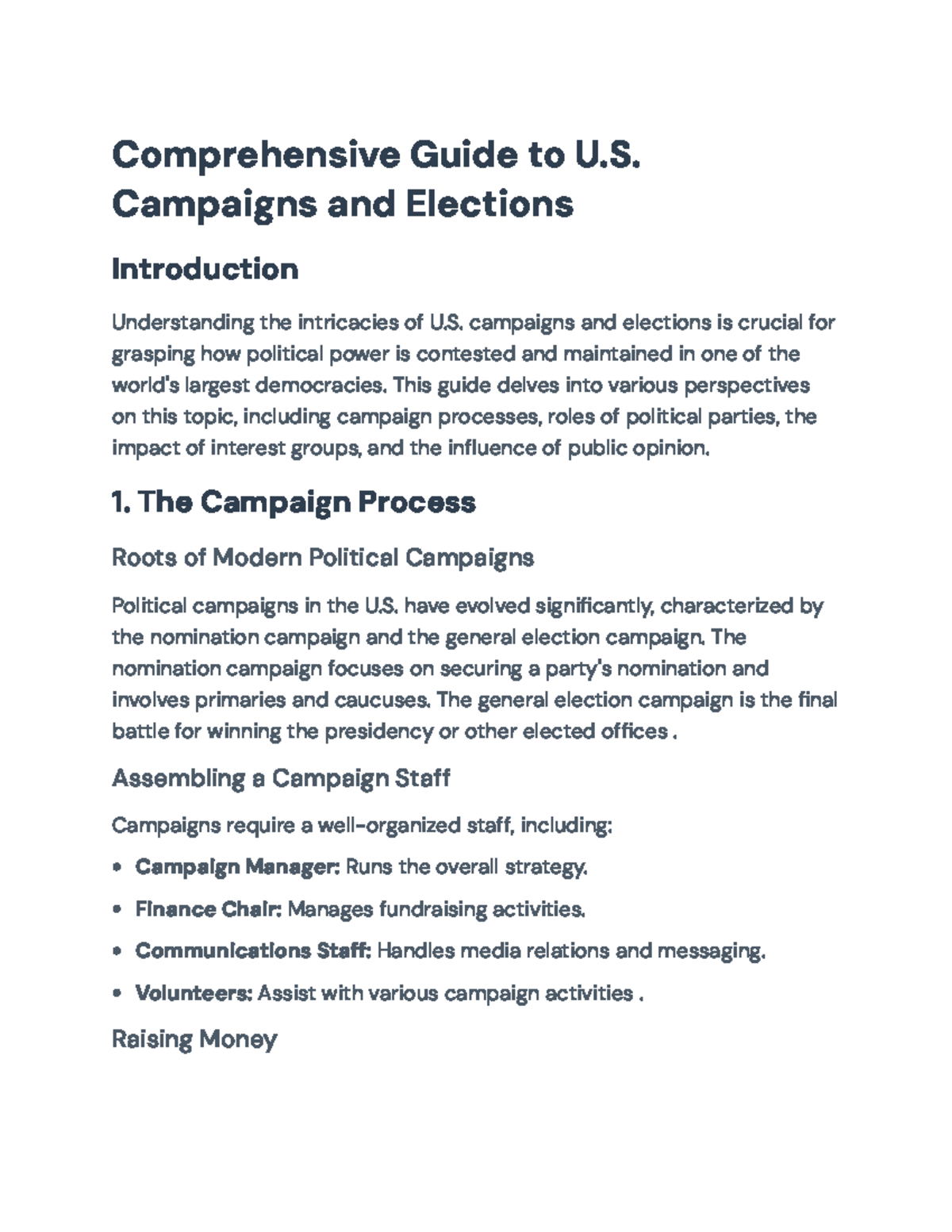 Comprehensive Guide to U.S. Campaigns and Elections - Comprehensive ...