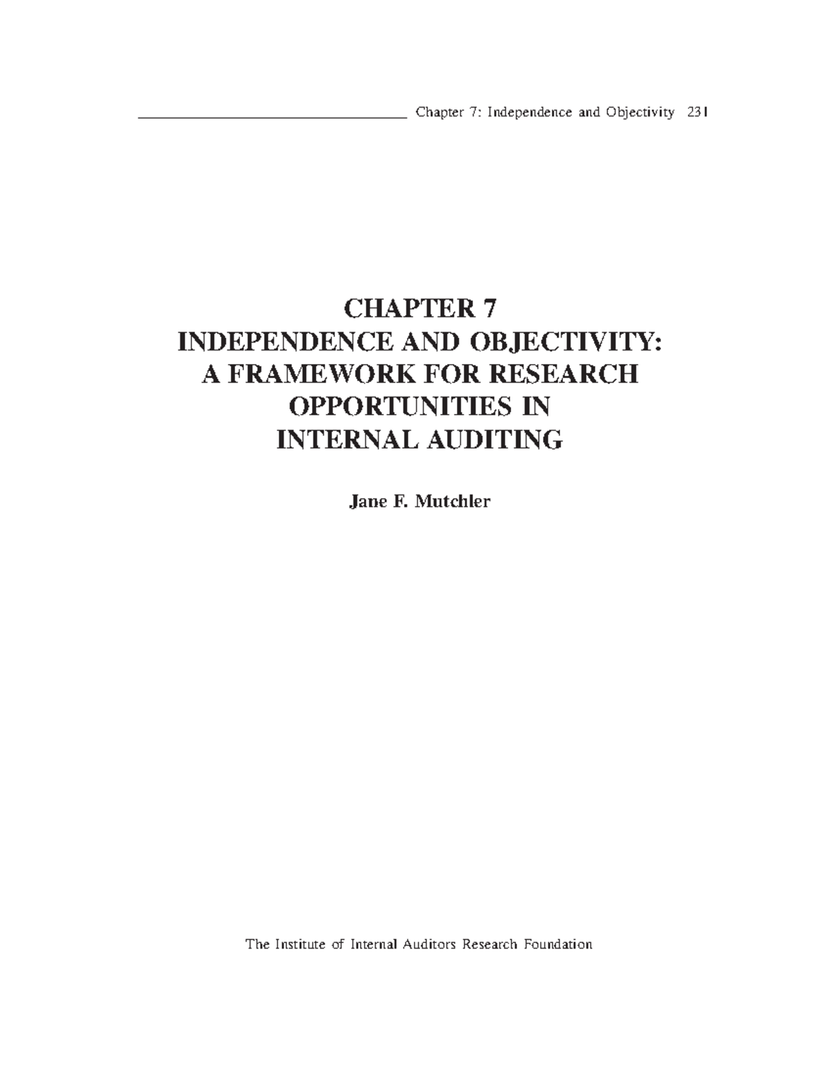 Chapter 7: Independence and Objectivity in Internal Auditing - A ...