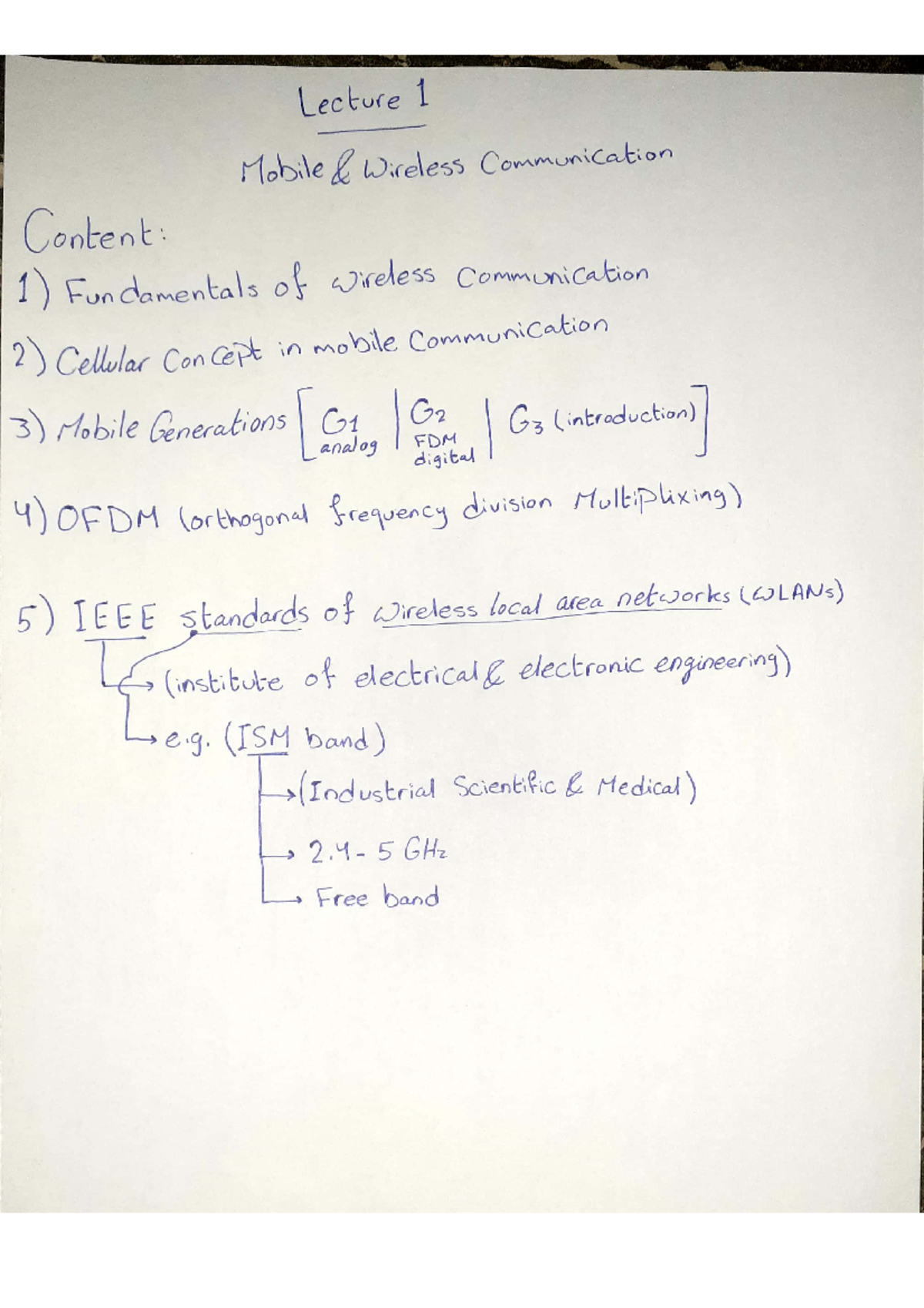 Lecture 1 - Introduction to Wireless Communication Technologies - Studocu