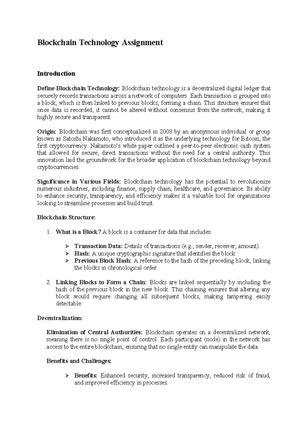 Blockchain Technology Assignment Networking - Blockchain Technology ...