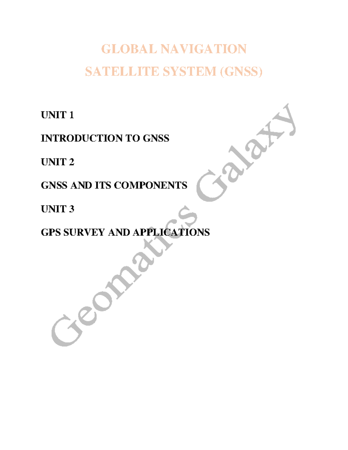 GNSS Overview: Introduction, Components, and Applications - Studocu