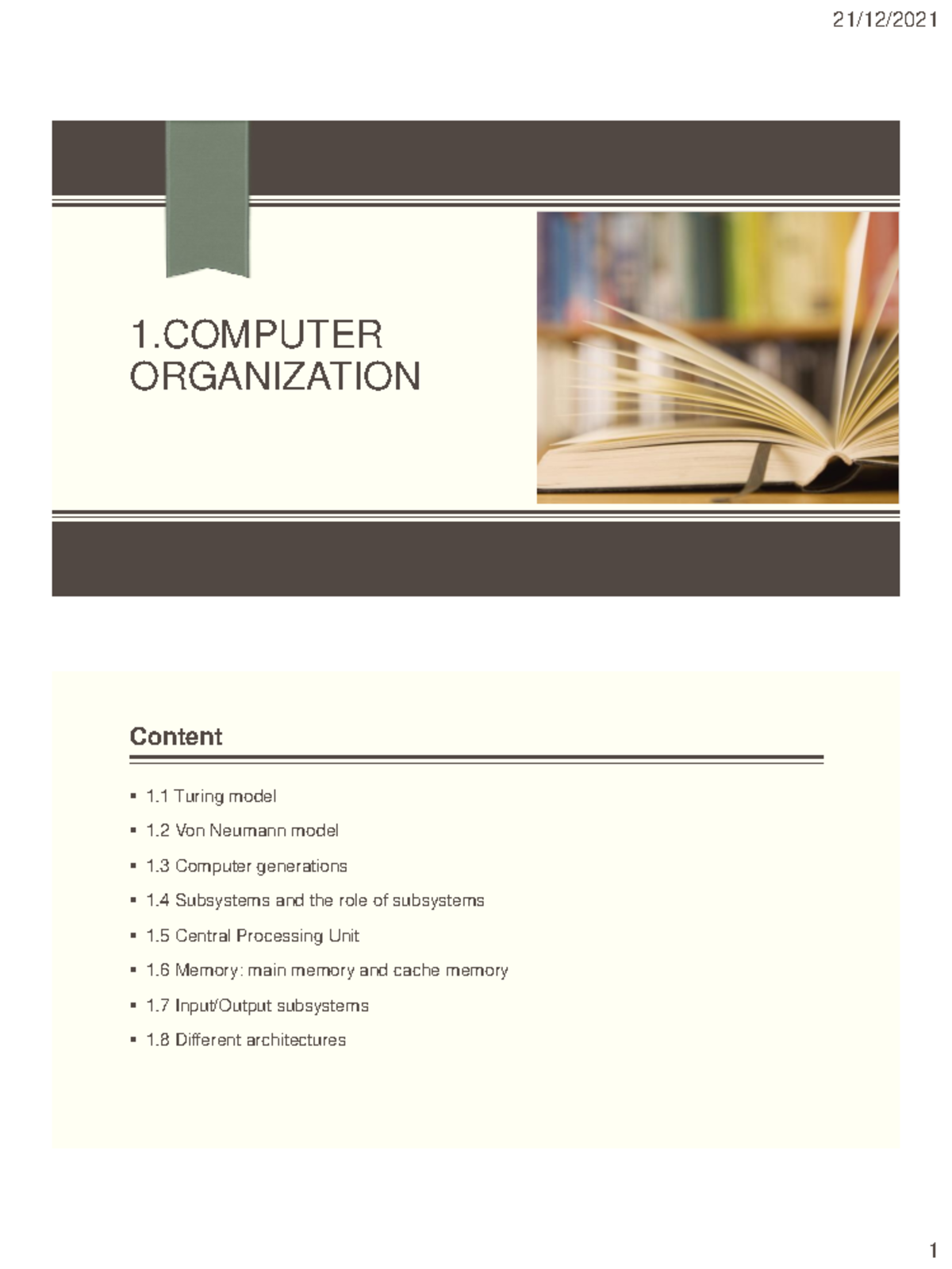 CSI 01 - Lecture Notes on Computer Organization and Models - Studocu