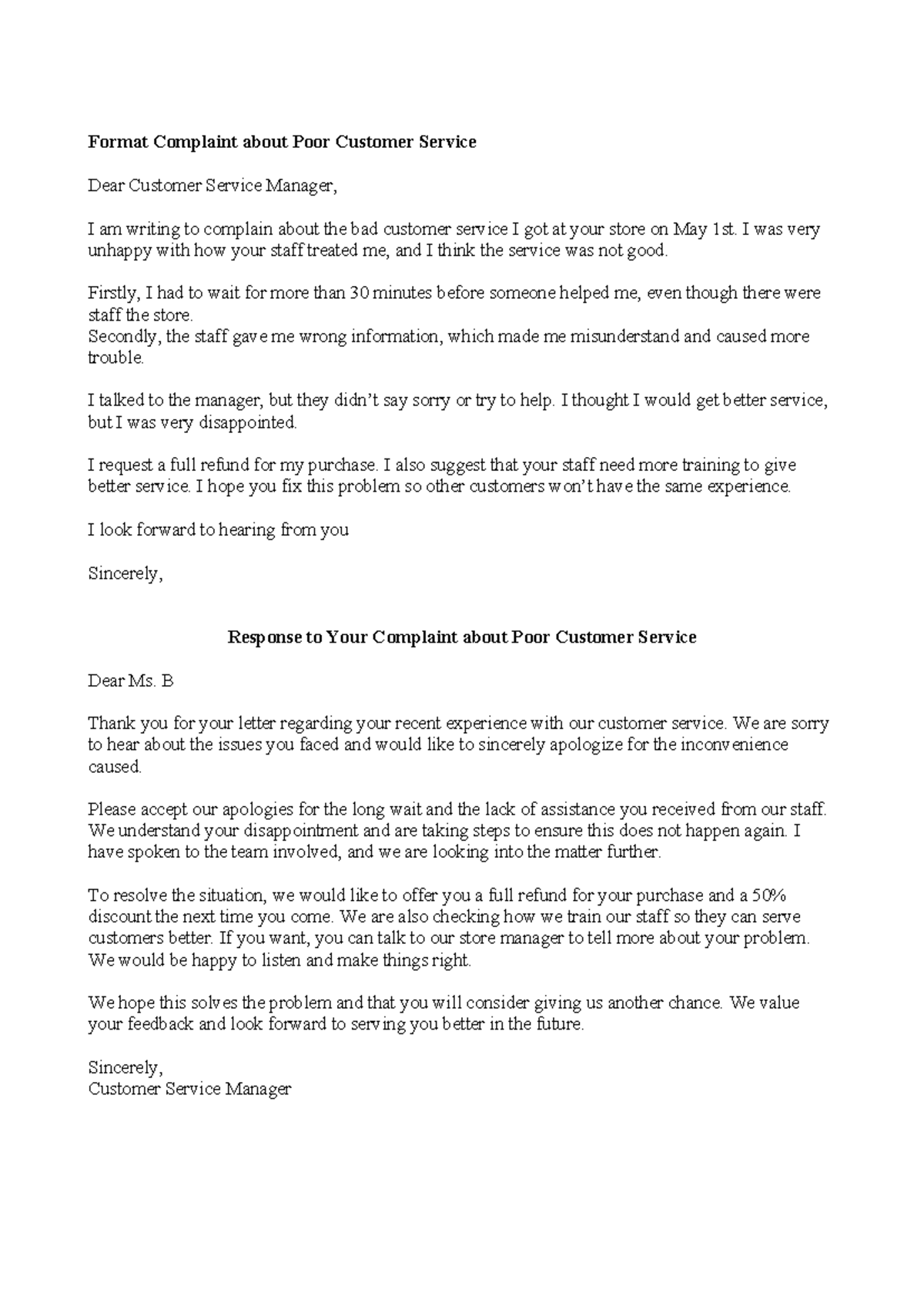 ENG267D bài tập wt - bài tập writing lv4 - Format Complaint about Poor ...