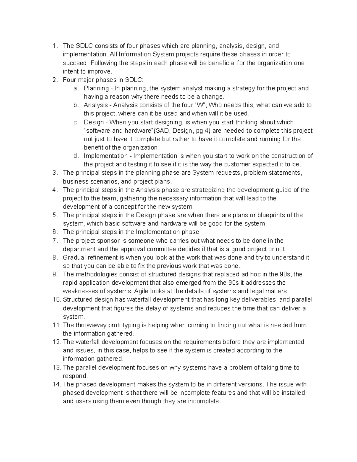 CIS 305 HW 1 - Overview of the Software Development Life Cycle (SDLC ...