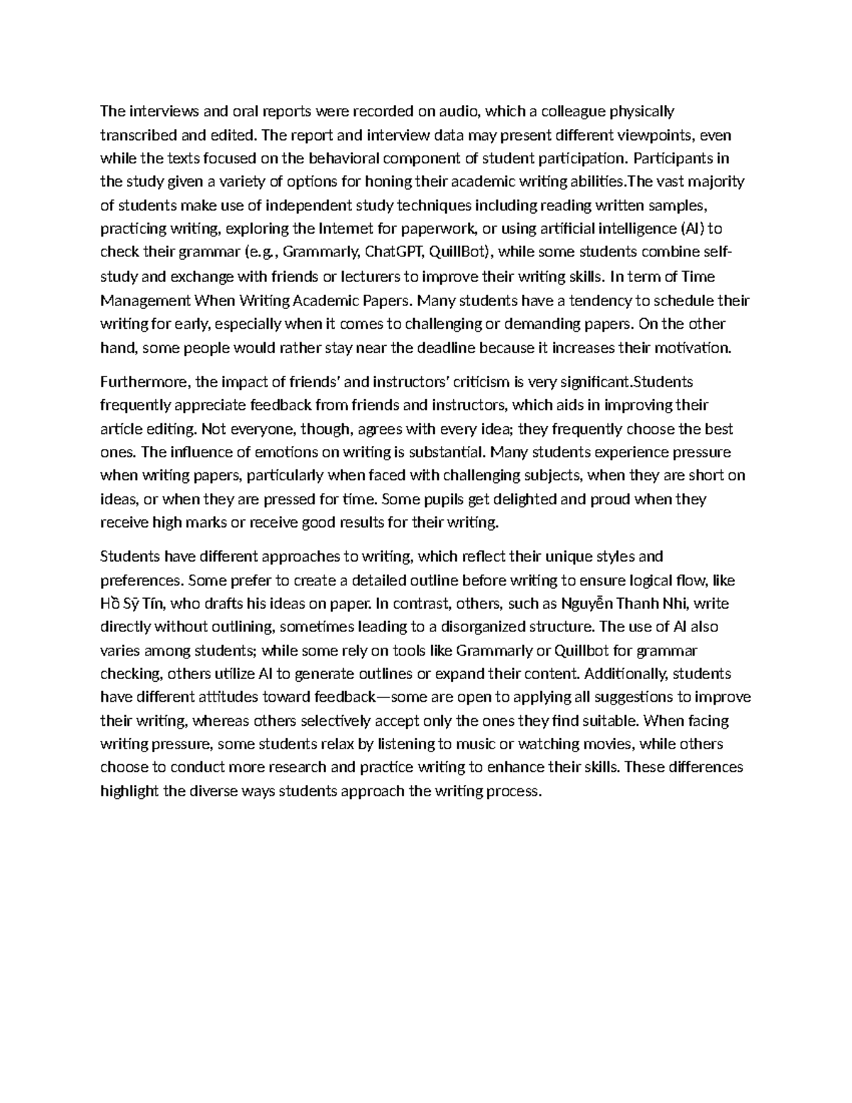 Data Analysis on Student Writing Approaches and Time Management - Studocu