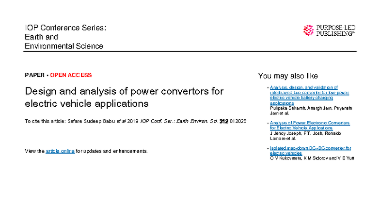 Design and Analysis of Power Converters for EV Applications - Studocu