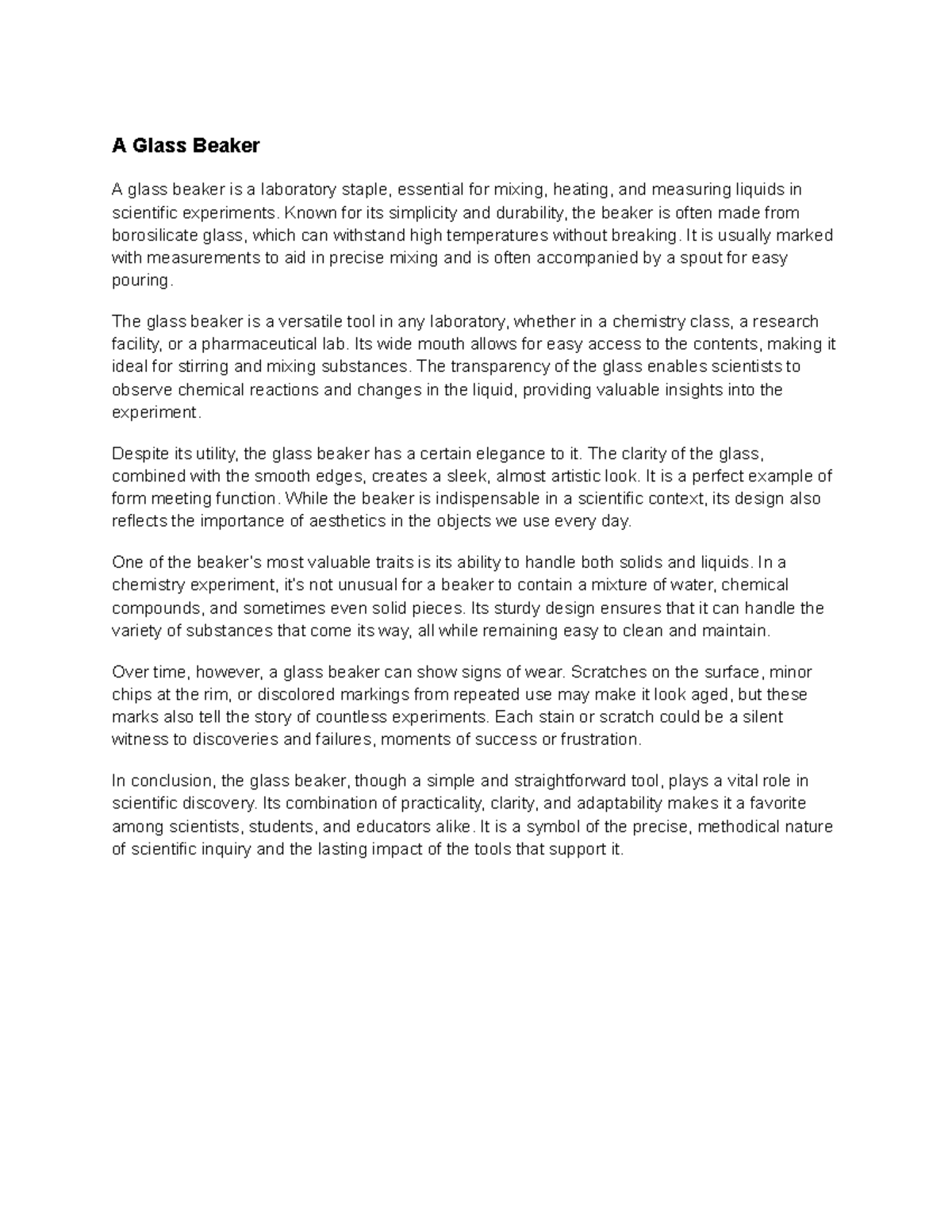 The Essential Role of Glass Beakers in Scientific Experiments - Studocu